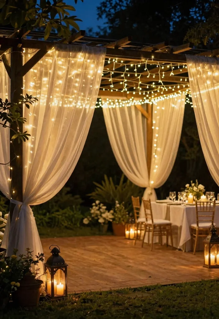 17 Wedding Pergola Decorations Ideas With Romantic Draping - 4. Fairy Light Extravaganza 1