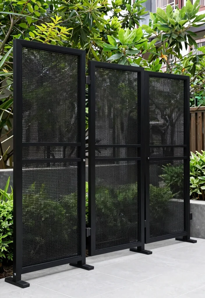 18 Black and White Patio Ideas With Bold Contrast - 13. Decorative Privacy Screens 1