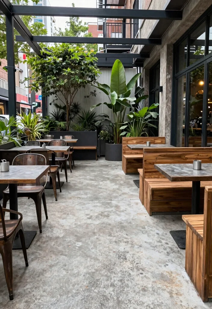 18 Concrete Slab Patio Ideas With Clean Contemporary Style - 12. Industrial Chic Concrete Style 1