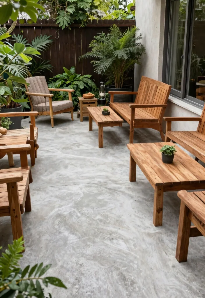 18 Concrete Slab Patio Ideas With Clean Contemporary Style - 15. Concrete and Wood Hybrid Patio 1