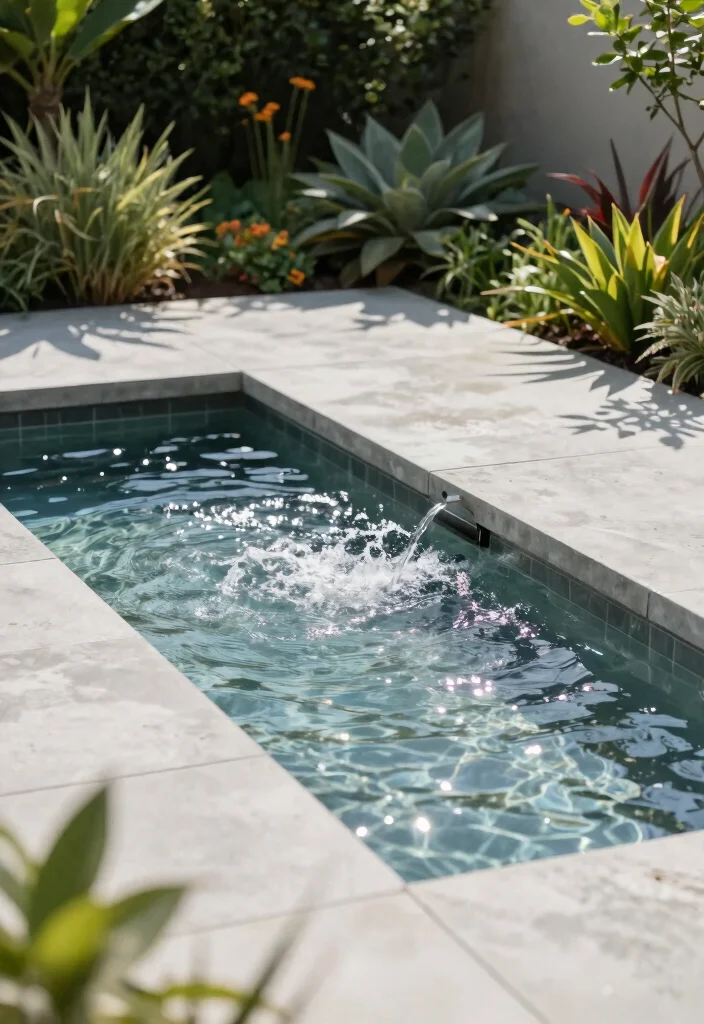 18 Concrete Slab Patio Ideas With Clean Contemporary Style - 17. Concrete Slab with Water Feature 1