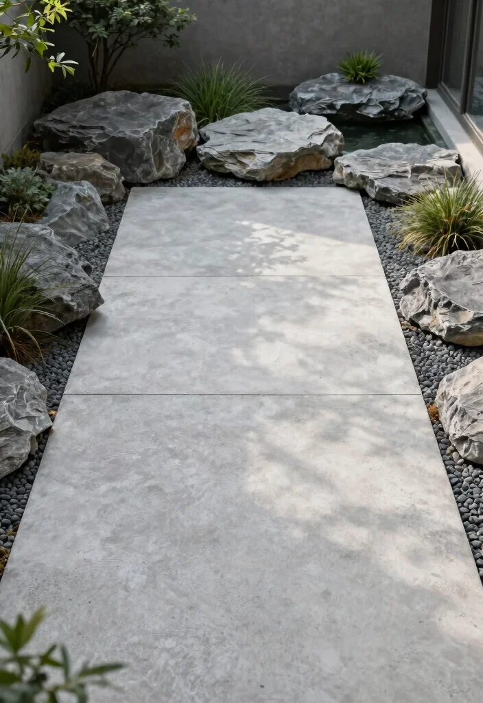 18 Concrete Slab Patio Ideas With Clean Contemporary Style - 6. Zen-inspired Concrete Patio 1