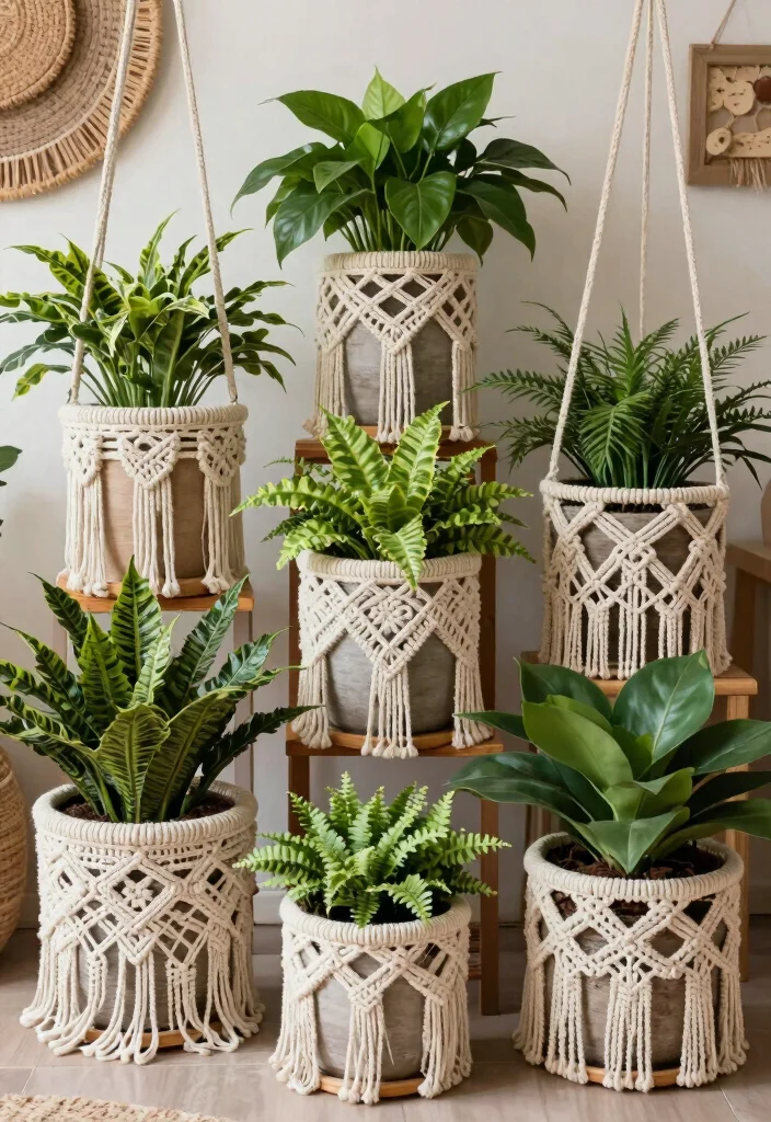18 Crochet Hanging Planter Ideas With Boho Detail - 12. Planters with Built-in Macrame 1