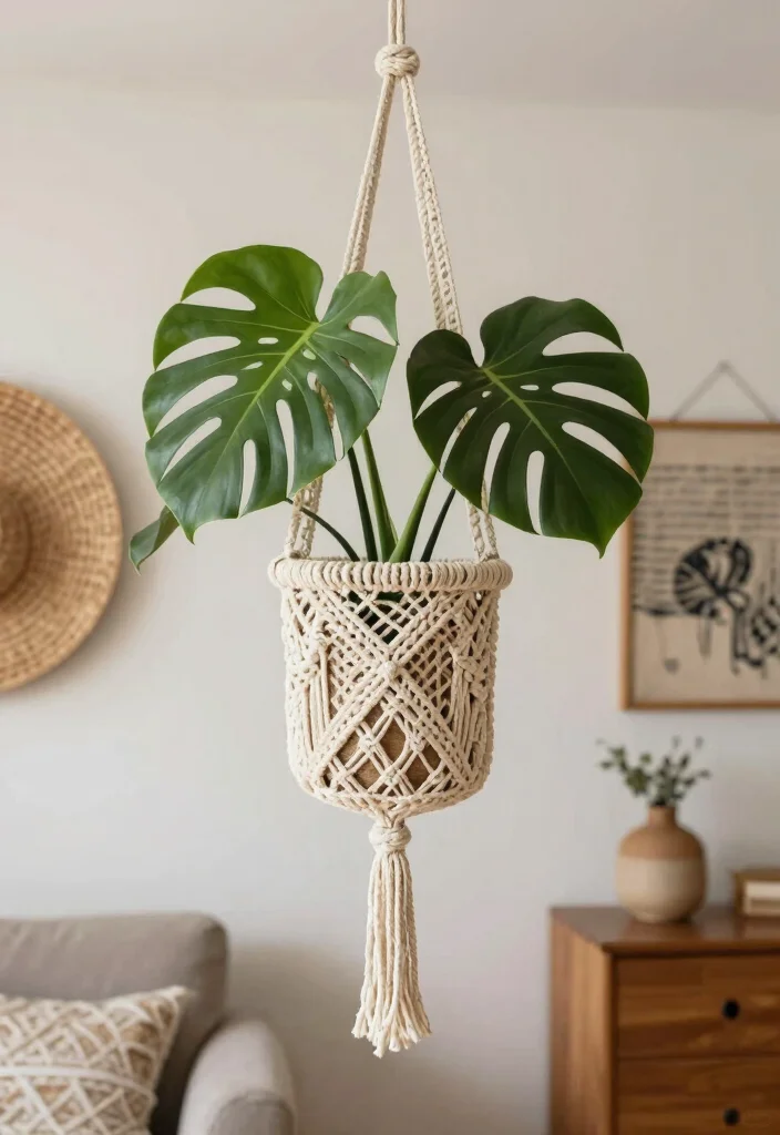 18 Crochet Hanging Planter Ideas With Boho Detail - 2. Macrame Meets Crochet 1