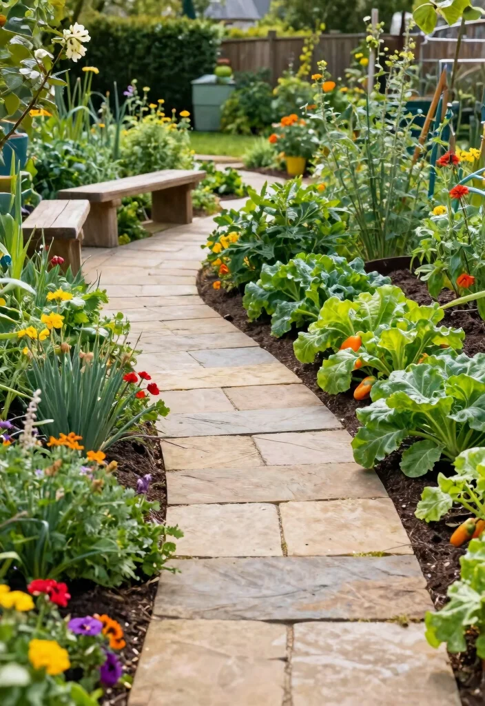18 Front Yard Vegetable Garden Ideas With Fresh Harvest Style - 9. Garden Paths for Accessibility 1