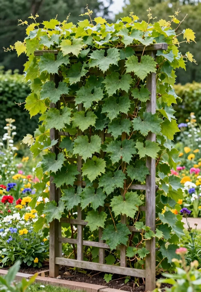 18 Grape Vine Trellis Ideas for a Charming Garden - 11. Fence Trellis 1