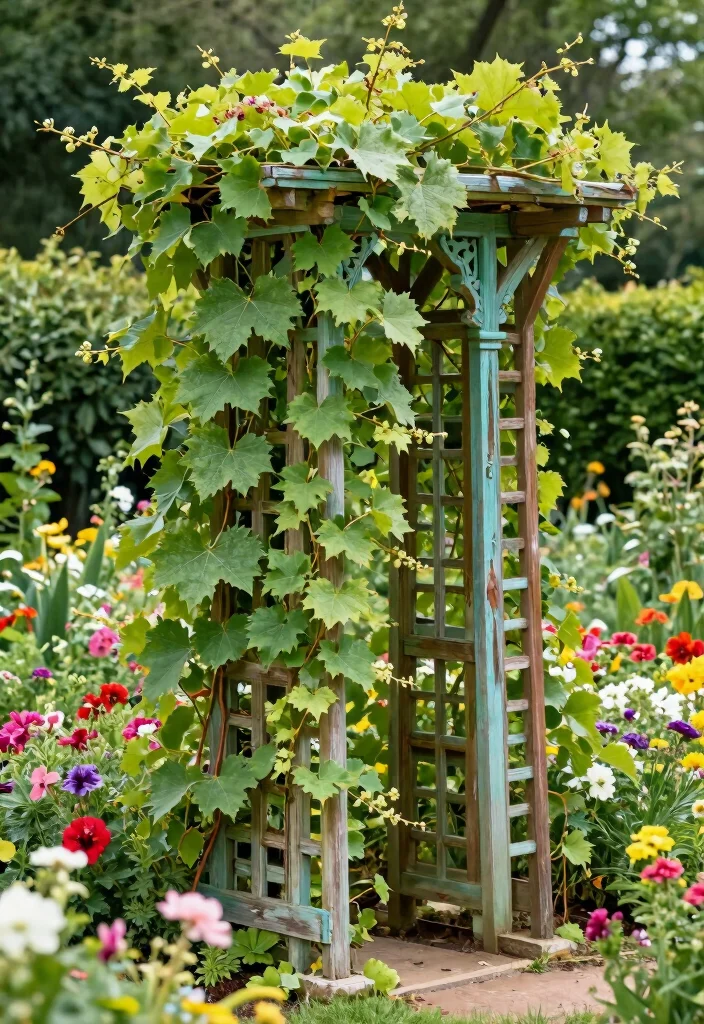 18 Grape Vine Trellis Ideas for a Charming Garden - 16. Freestanding Trellis 1
