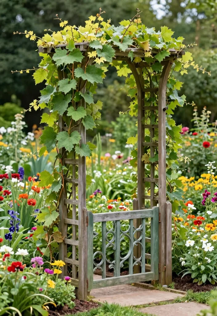 18 Grape Vine Trellis Ideas for a Charming Garden - 17. Decorative Fence Trellis 1