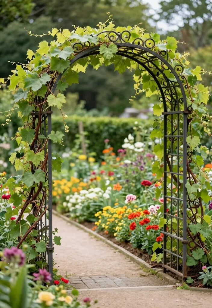 18 Grape Vine Trellis Ideas for a Charming Garden - 2. Elegant Arched Trellis 1
