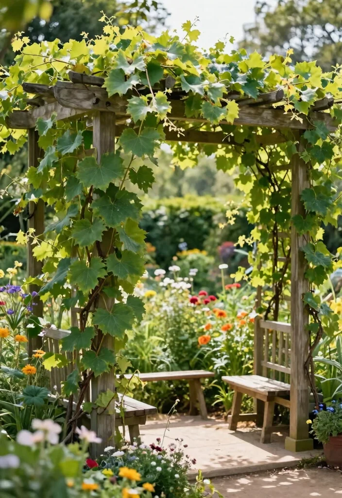 18 Grape Vine Trellis Ideas for a Charming Garden - 3. Vertical Pergola Trellis 1