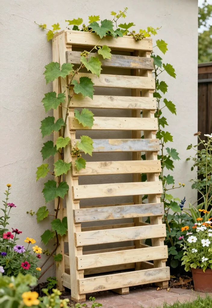 18 Grape Vine Trellis Ideas for a Charming Garden - 4. DIY Pallet Trellis 1