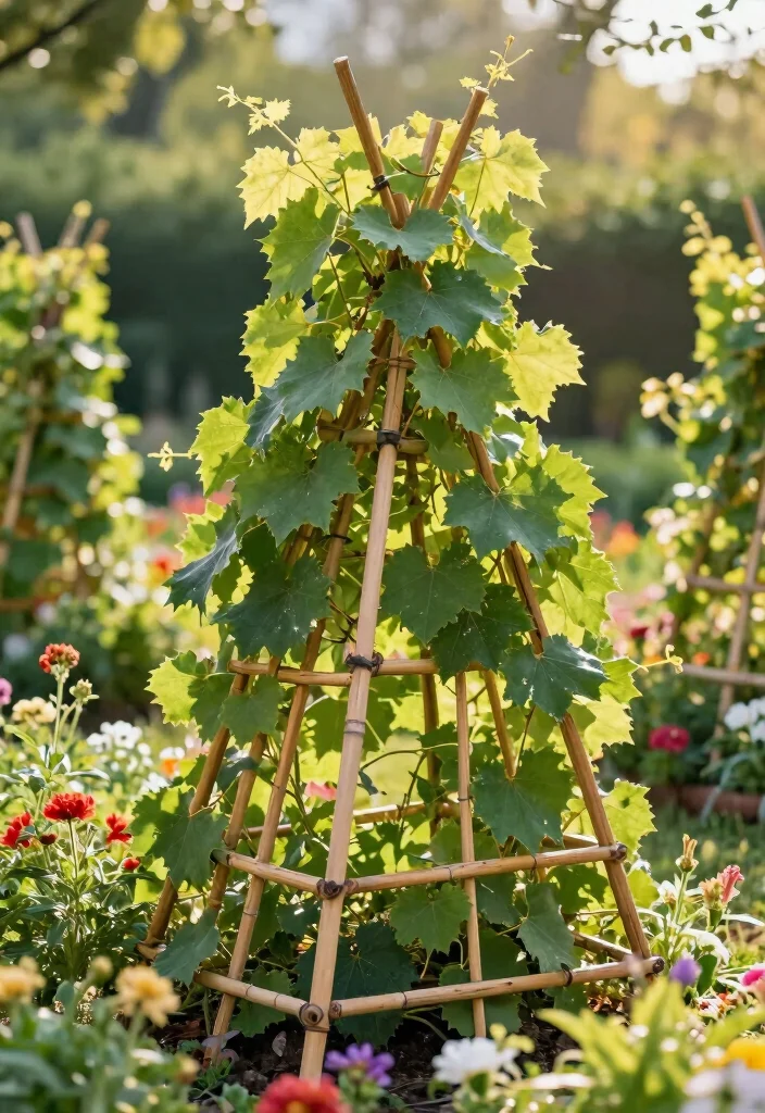 18 Grape Vine Trellis Ideas for a Charming Garden - 9. Bamboo Trellis 1
