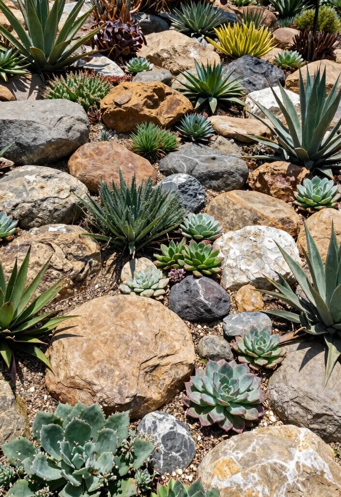 18 Low Maintenance Landscaping Front Yard Ideas That Stay Beautiful - 2. Rock Gardens with Succulents 1