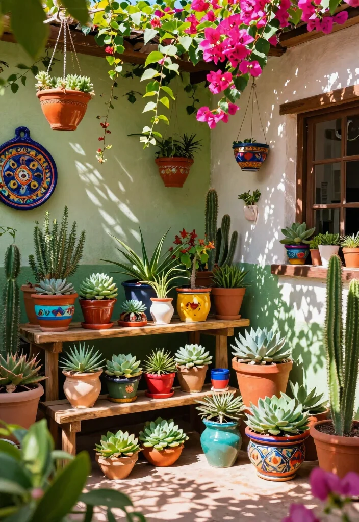 18 Mexican Patio Hacienda Style Ideas With Warm Rustic Flair 4 18 Mexican Patio Hacienda Style Ideas With Warm Rustic Flair - 4. Lush Greenery and Colorful Plants 1