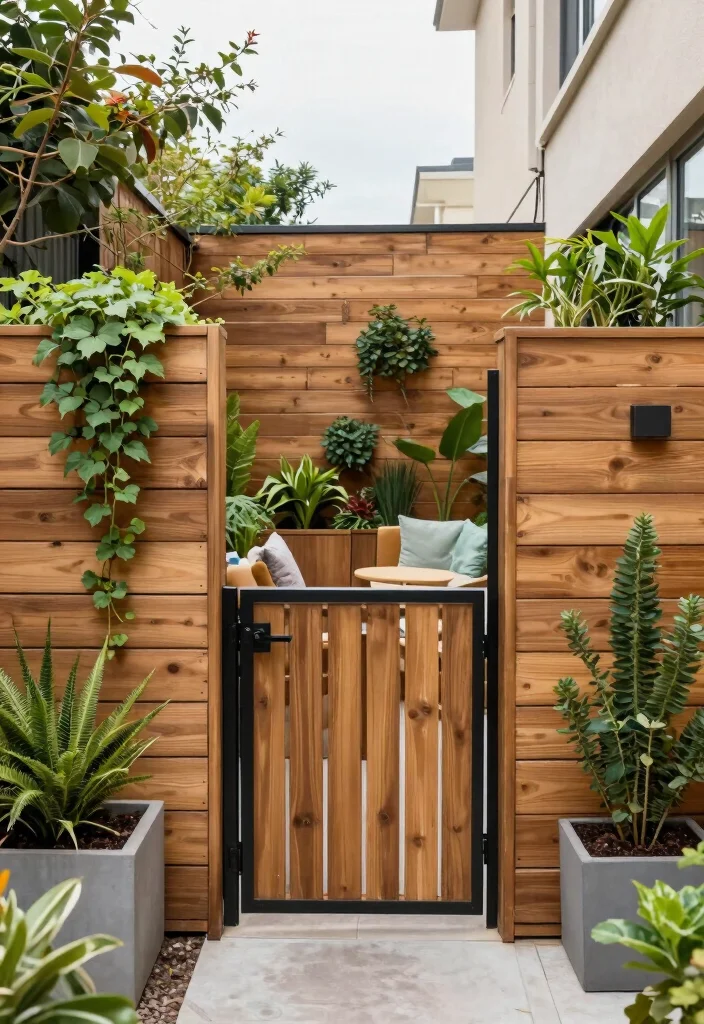 18 Outdoor Courtyard Design Ideas With Elegant Layout - 15. Unique Fencing 1