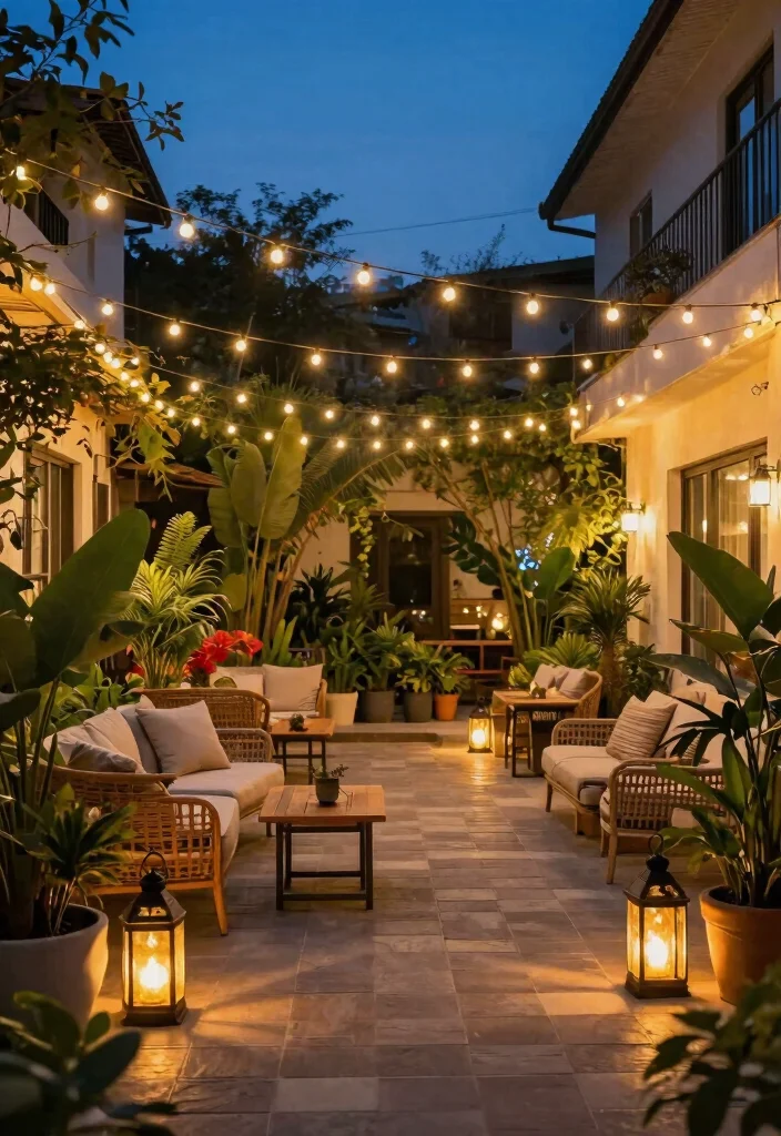 18 Outdoor Courtyard Design Ideas With Elegant Layout - 16. Integrated Lighting 1