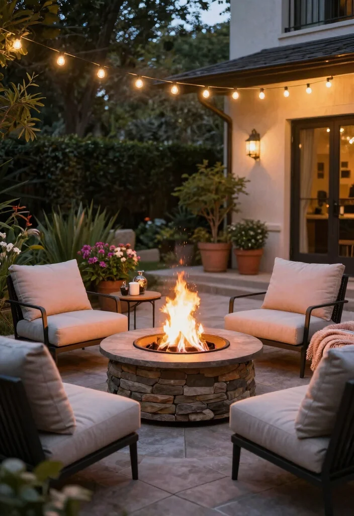 18 Outdoor Courtyard Design Ideas With Elegant Layout - 2. Cozy Fire Pit Areas 1