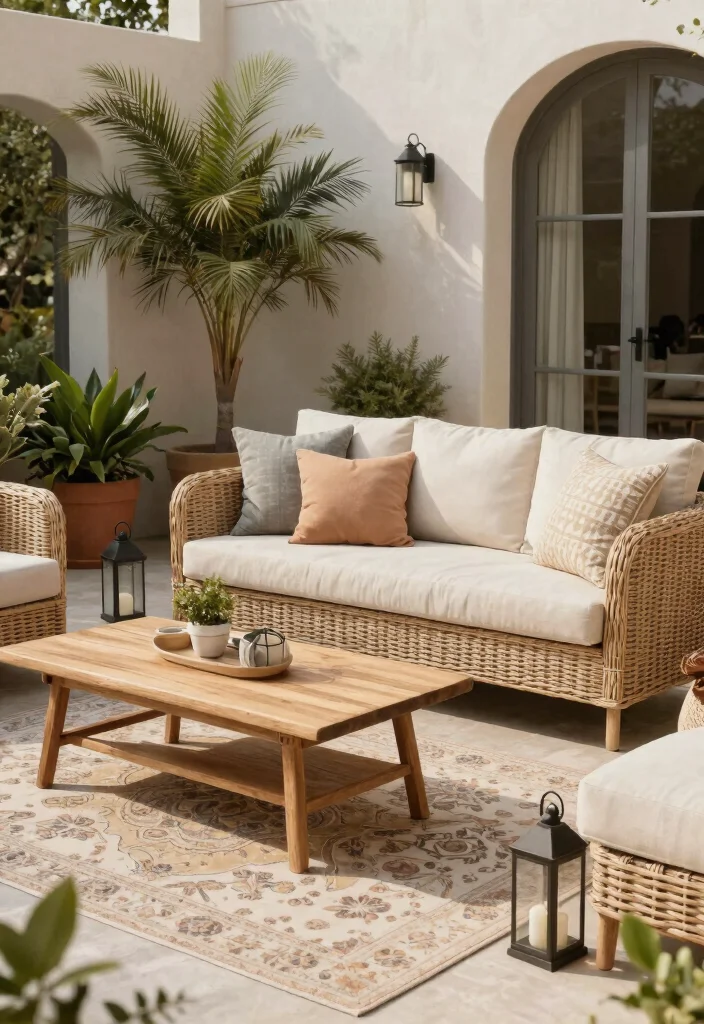 18 Outdoor Courtyard Design Ideas With Elegant Layout - 3. Elegant Outdoor Furniture 1