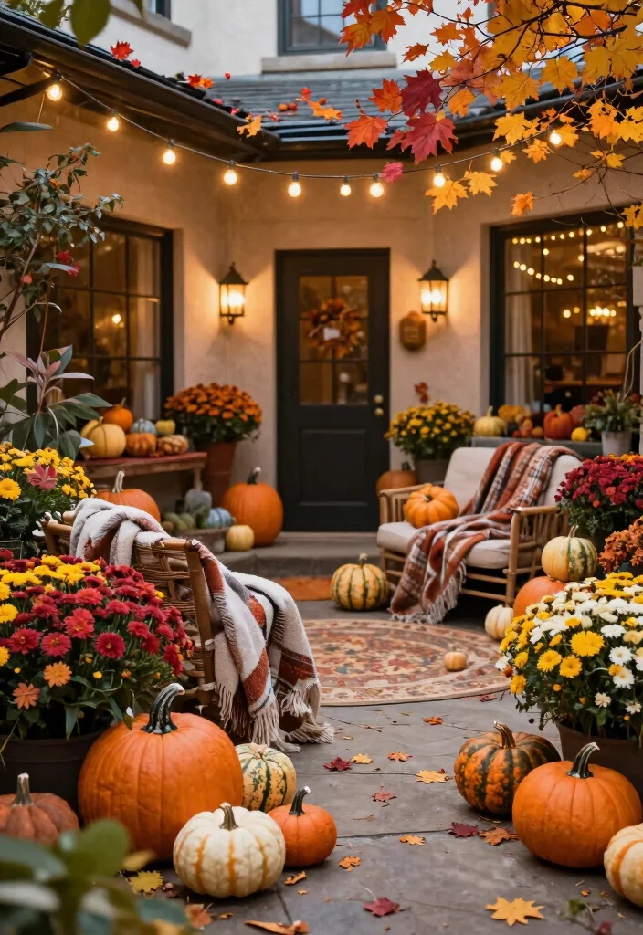 18 Outdoor Courtyard Design Ideas With Elegant Layout - 7. Seasonal Decor Themes 1