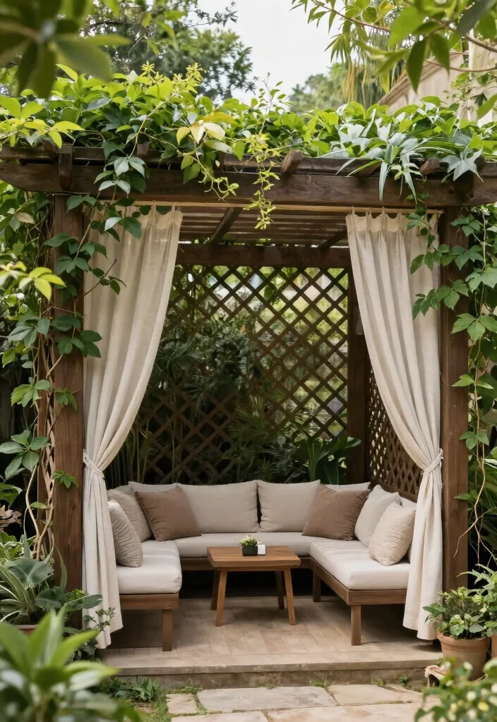 18 Pergola Holz Modern Ideas With Sleek Wood Design - 11. Pergolas for Privacy 1