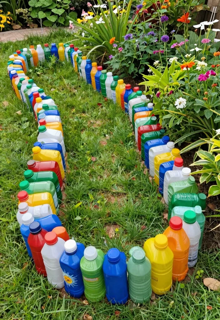 18 Plastic Bottle Planter Ideas With Creative DIY Style - 10. Decorative Garden Edging 1