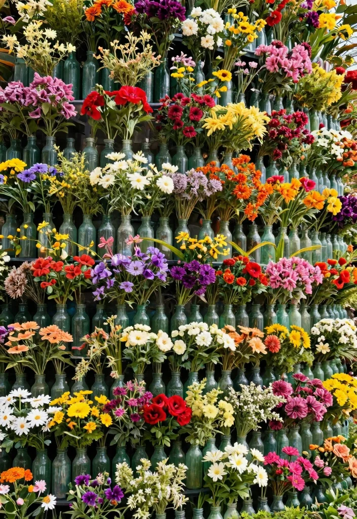 18 Plastic Bottle Planter Ideas With Creative DIY Style - 13. Vertical Flower Wall 1