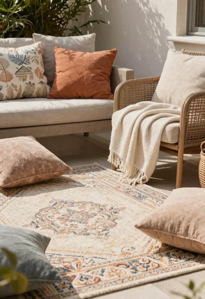 18 Simple Terrace Ideas That Feel Clean & Relaxed - 7. Soft Textiles 1