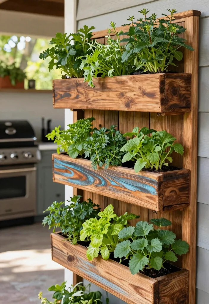 18 Small Outdoor Kitchen Ideas That Maximize Space - 1. Vertical Gardens for Fresh Ingredients 1