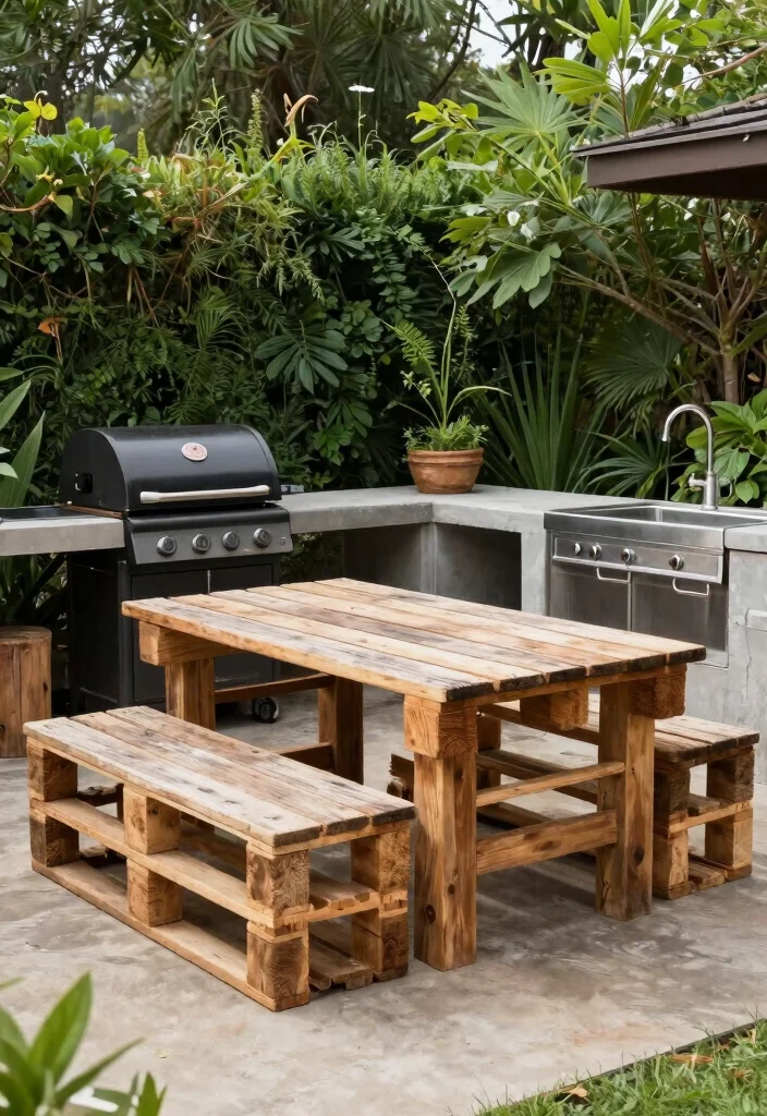 18 Small Outdoor Kitchen Ideas That Maximize Space - 13. Repurposed Materials for Unique Style 1