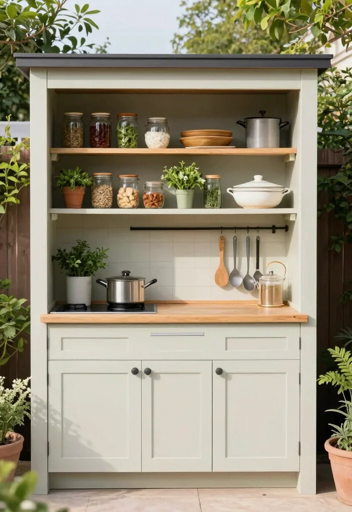 18 Small Outdoor Kitchen Ideas That Maximize Space - 4. Built-In Storage Solutions 1