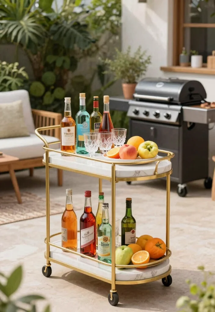 18 Small Outdoor Kitchen Ideas That Maximize Space - 5. Tiny Bar Carts 1