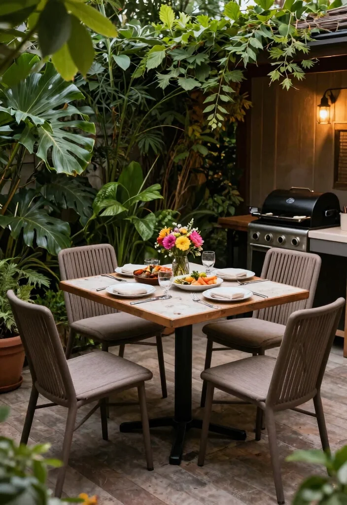 18 Small Outdoor Kitchen Ideas That Maximize Space - 9. Outdoor Dining Nooks 1