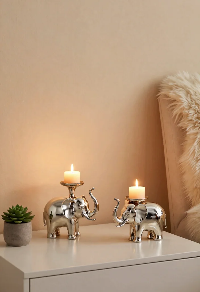 12 Animal Candle Holder Ideas That Look Elegant - 1. Elegant Elephant Candle Holders 1