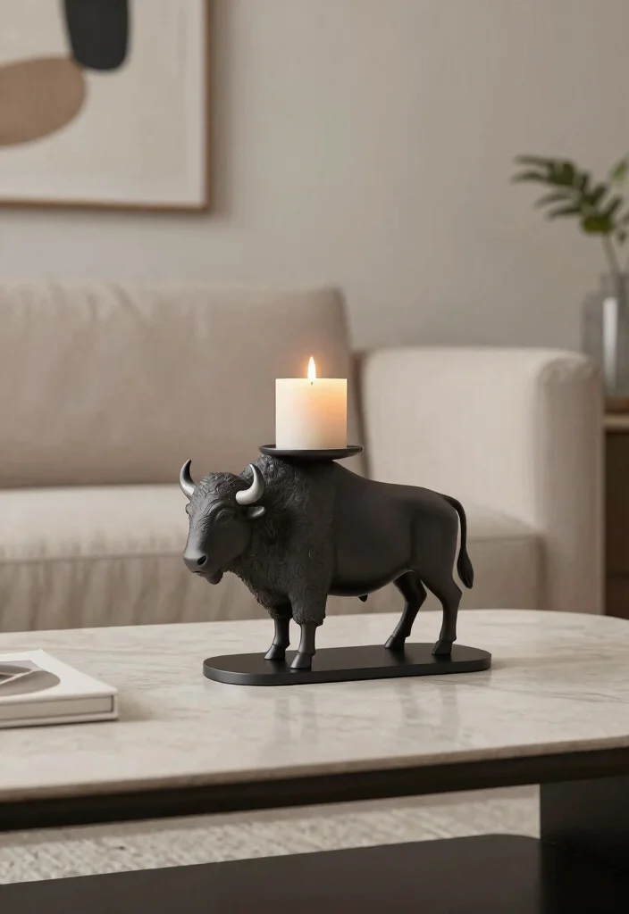 12 Animal Candle Holder Ideas That Look Elegant - 12. Contemporary Bison Candle Holders 1