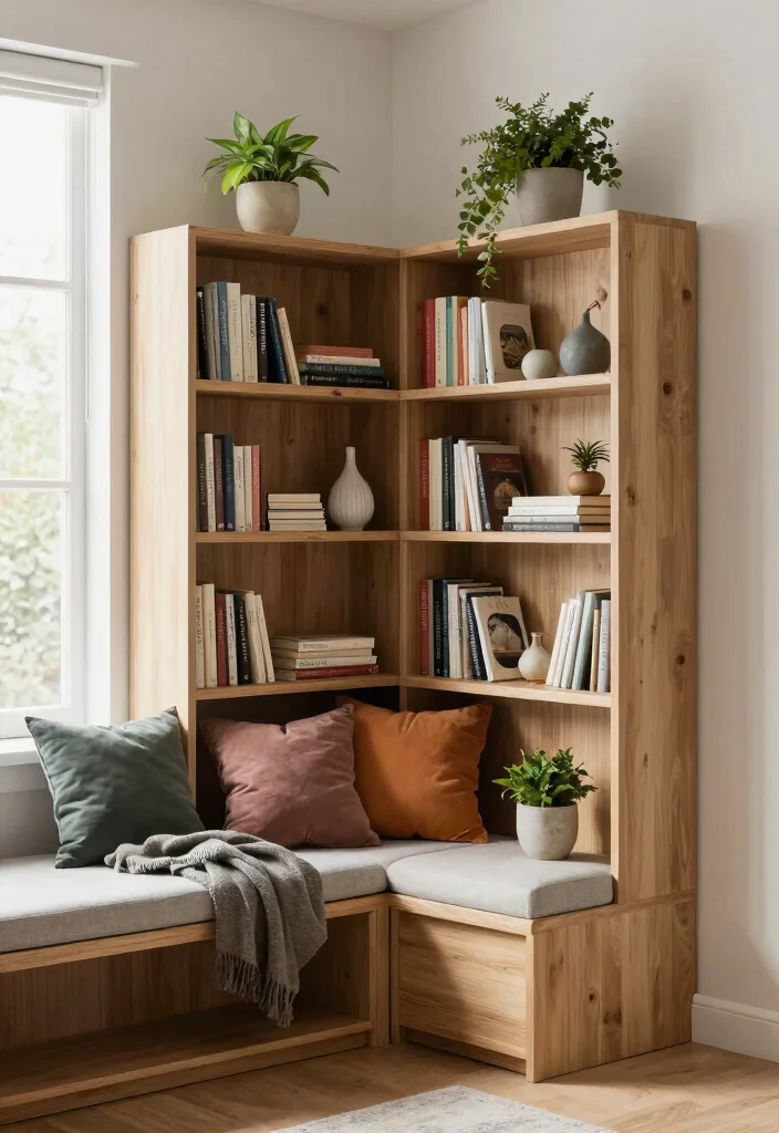 12 Bookshelves With Bench Seating for Small Spaces and Tight Corners - 1. Corner Nook Delight 1