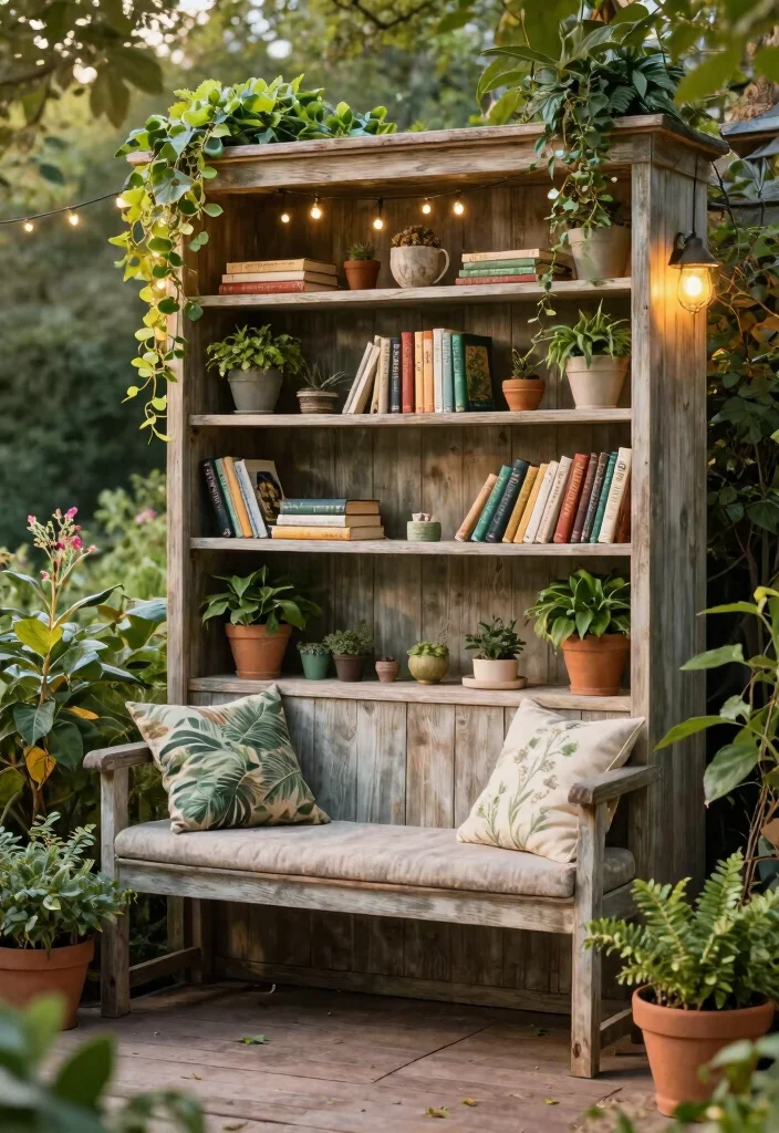 12 Bookshelves With Bench Seating for Small Spaces and Tight Corners - 11. Outdoor Oasis 1