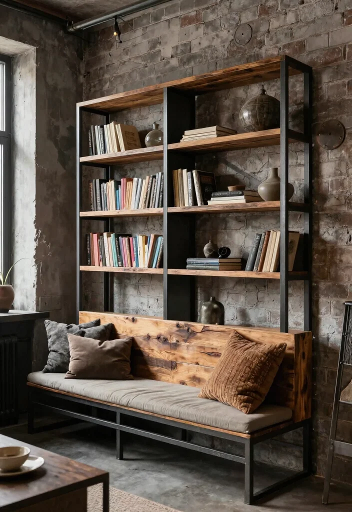 12 Bookshelves With Bench Seating for Small Spaces and Tight Corners - 3. Industrial Edge 1