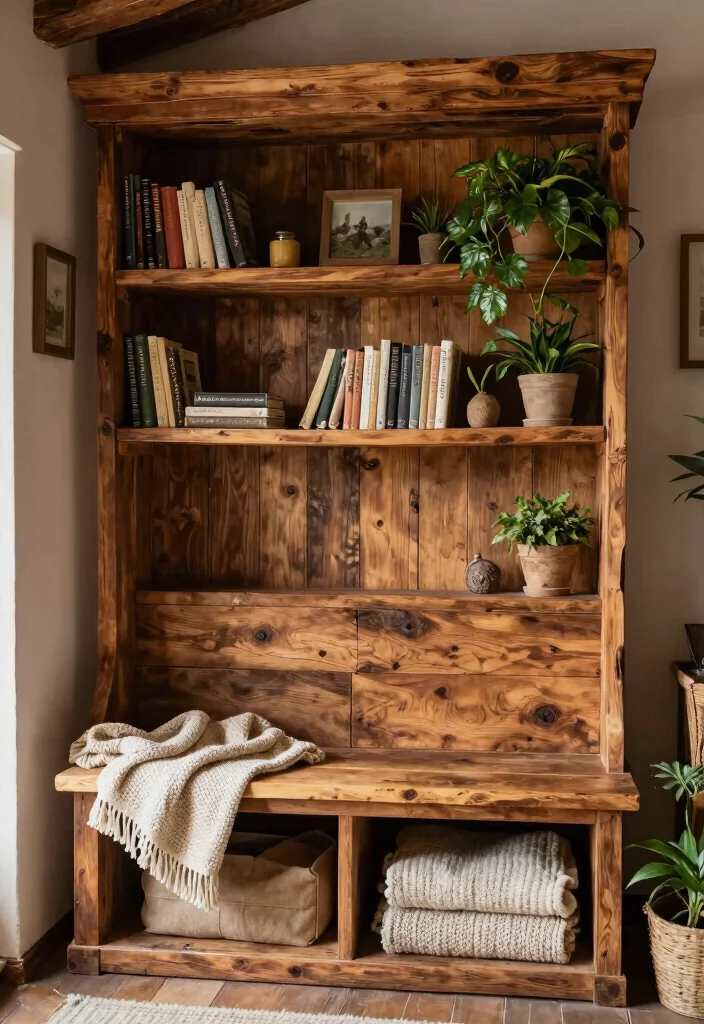12 Bookshelves With Bench Seating for Small Spaces and Tight Corners - 7. Rustic Retreat 1