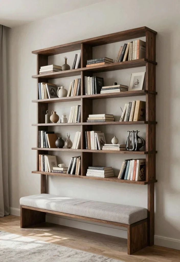 12 Bookshelves With Bench Seating for Small Spaces and Tight Corners - 9. Multi-Level Magic 1
