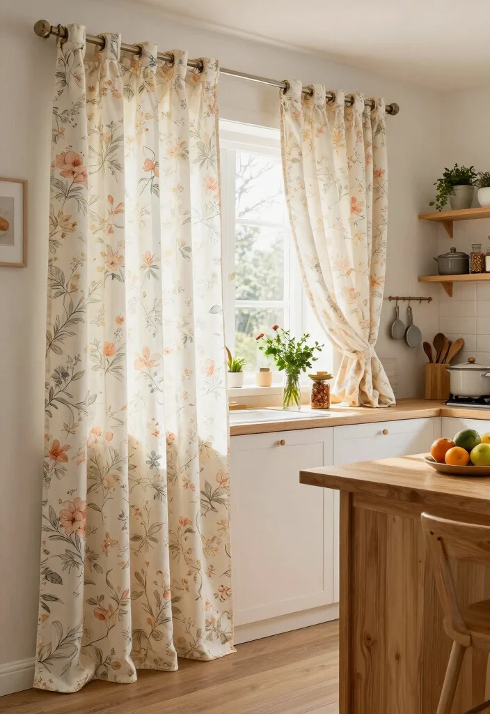 12 Curtains in Kitchens That Block Grease Splatter and Stay Clean - 1. Floral Blockout Curtains 1