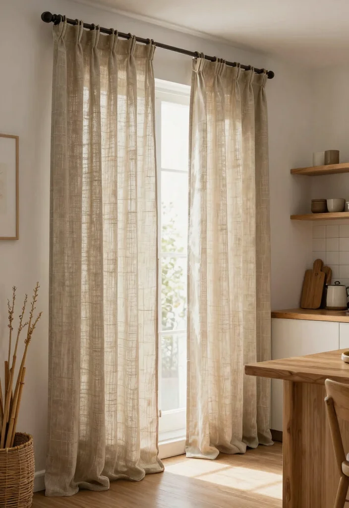 12 Curtains in Kitchens That Block Grease Splatter and Stay Clean - 12. Sustainable Recycled Fabrics 1