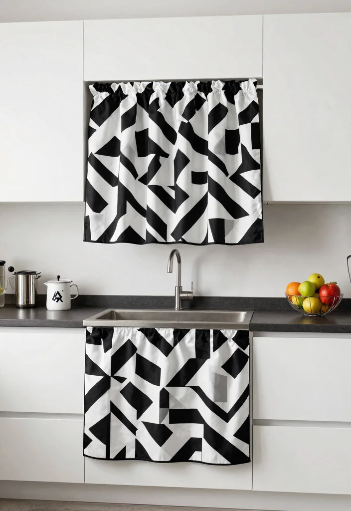 12 Kitchen Sink Curtains That Don't Get Soaked or Mildewed - 7. Geometric Prints 1