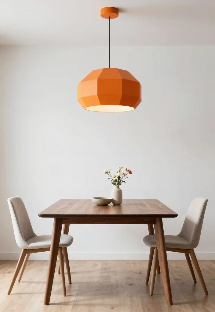 12 Orange Pendant Light Ideas That Pop Without Overwhelming the Room - 1. Sleek Geometric Designs 1