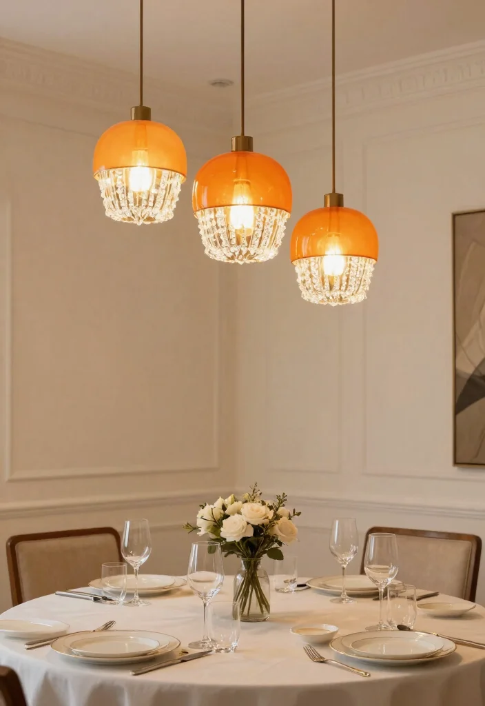 12 Orange Pendant Light Ideas That Pop Without Overwhelming the Room - 11. Elegant Crystal Accents 1