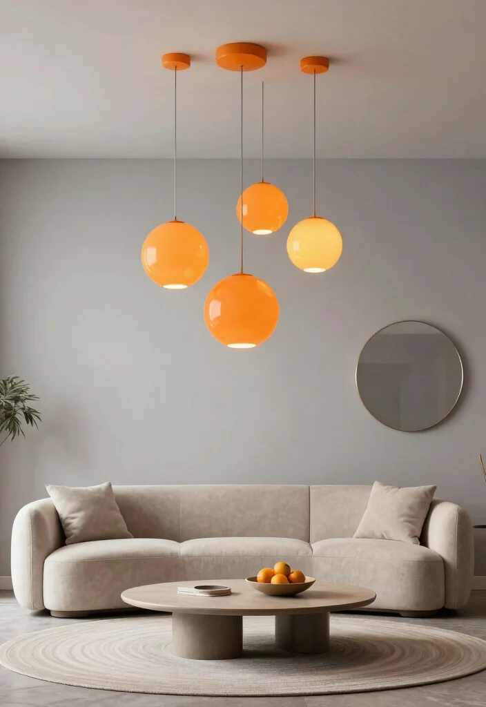 12 Orange Pendant Light Ideas That Pop Without Overwhelming the Room - 3. Minimalist Orb Lights 1