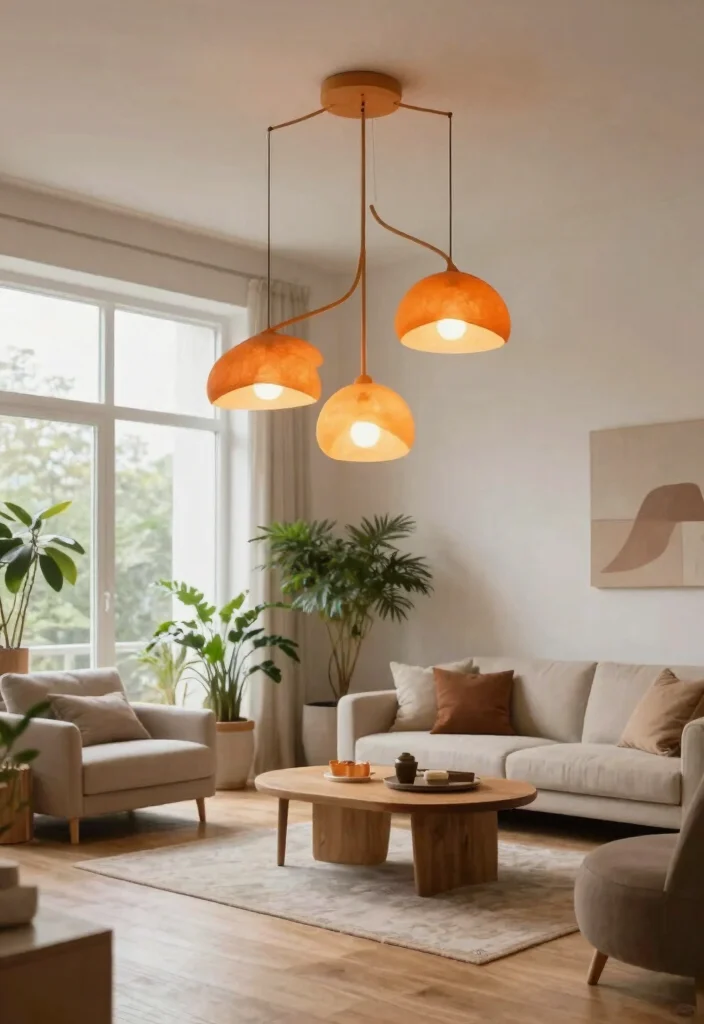 12 Orange Pendant Light Ideas That Pop Without Overwhelming the Room - 5. Nature-inspired Designs 1
