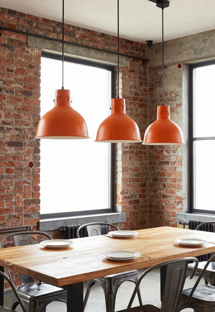12 Orange Pendant Light Ideas That Pop Without Overwhelming the Room - 6. Industrial Style Lighting 1