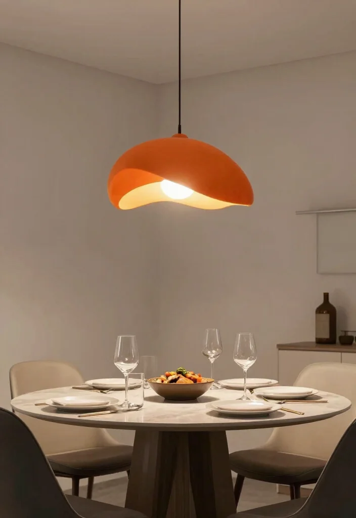 12 Orange Pendant Light Ideas That Pop Without Overwhelming the Room - 8. Artistic Statement Pieces 1