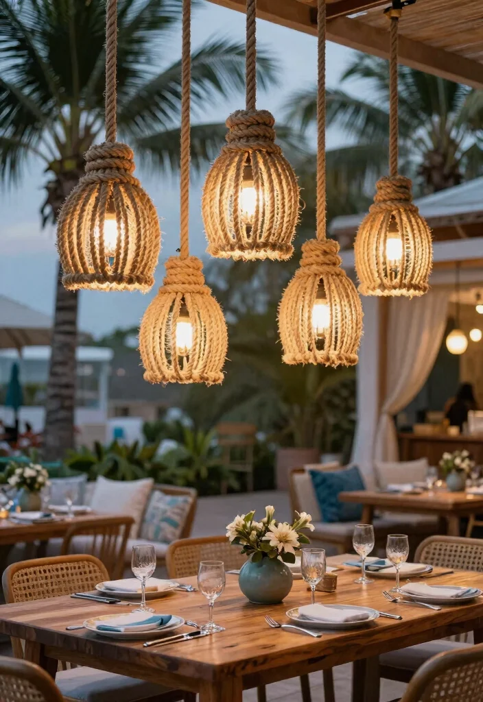12 Outdoor Pendant Light Ideas That Withstand Rain and Wind - 6. Nautical Rope Lights 1