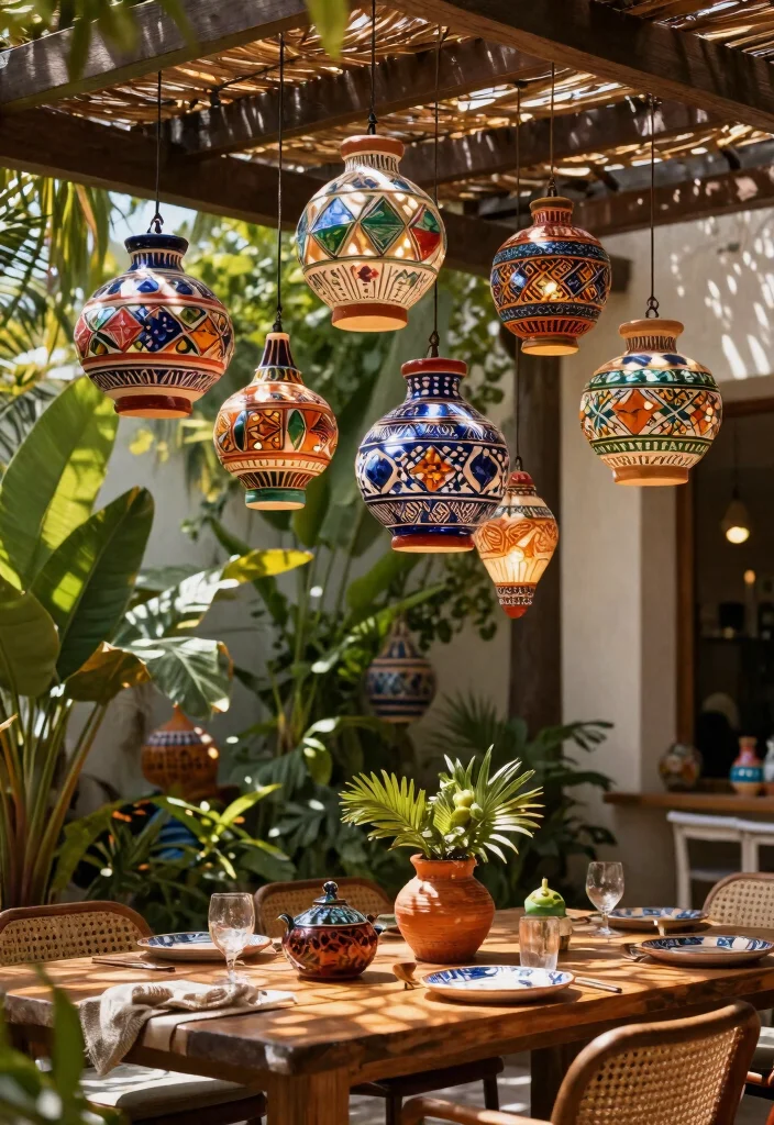 12 Outdoor Pendant Light Ideas That Withstand Rain and Wind - 7. Artisanal Ceramic Pendants 1